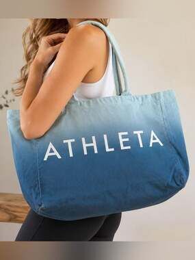 Athleta Blue Ombré Large Canvas Tote Bag